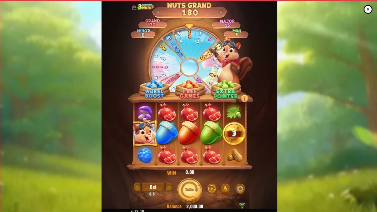 Tampilan visual slot 3 Fortune Nuts dengan tema hutan musim gugur yang misterius